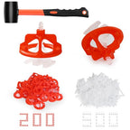 Tile Leveling System 1/8", 500 Pcs Tile Spacers and 200 Pcs Red Cap - size: 1/8 Inch 500Base+200Caps+Hammer