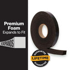 Duck Max Strength Expanding Foam Seal for Doors and Windows, .5 in. x .5 in. x 20 ft., Expands to Fit Uneven Gaps up to 1/2 Inch Thick, Cut to Size, Black, 1-Roll (Pack of 1) - size: 0.5" Wide