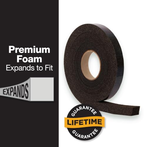 Duck Max Strength Expanding Foam Seal for Doors and Windows, .5 in. x .5 in. x 20 ft., Expands to Fit Uneven Gaps up to 1/2 Inch Thick, Cut to Size, Black, 1-Roll (Pack of 1) - size: 0.5" Wide
