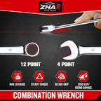 zhax 18mm Metric Combination Wrench, 12 Point Box End, 15 Degree Offset Design, Mirror Polish Finish, Forged CR-V Steel, Hand Tools for Mechanics, Ideal for Auto and Home Repair - size: 18mm