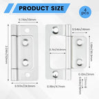 SDTC Tech 4-Pack Non-Mortise Door Hinges Bifold Butt Cabinet Hinges Silver - color: Silver
