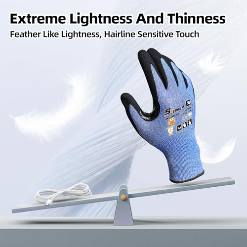 Schwer A4 AIR-SKIN Cut Resistant Work Gloves, Ultra Lightweight, AR3900, S - color: Blue, size: Small