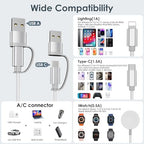 2Pack Travel Essentials,Multi Charging Cable for Apple Watch Charger White - color: White, size: 2pack-4ft