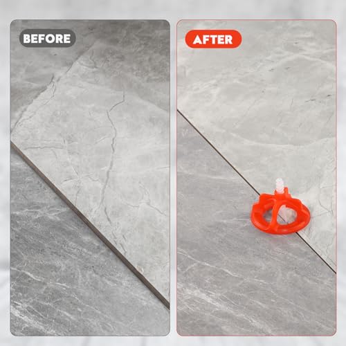 Tile Leveling System 1/8", 600 Pcs Tile Spacers and 200 Pcs Red Cap - size: 1/8 Inch 600Base+200Caps
