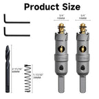 Metal Hole Saw 3/4''(19mm) 2Pcs Set Heavy Duty Tungsten Carbide Tipped Hole Cutters Set with a nitrided Step Drill and L-flench, for Steel Iron,Aluminum,Stainless stell,Plastic - size: 3/4''(19mm)-2PCS