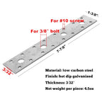GBGS 10 Pack Flat Repair Tie Plate,Galvanized Mending Plates