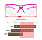 HTS HUNTERSKY Super Flexible Lightweight Anti Fog Wrap-Around U6 Clear Shooting Safety Glasses with ANSI Z87.1 Scratch Resist - color: Pink / Clear (2 Pack)