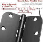 18 Pack Matte Black Door Hinges 3.5" Rounded 5/8" Radius No-Squeak - color: Matte Black No Squeak, size: 18 Pack