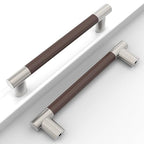 Brown & Nickel Knurled Cabinet Handles Kitchen Pulls 5 Inch 10 Pack - color: Brown and Nickel, size: 5" Hole Center