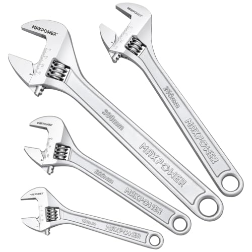 MAXPOWER 4-Pc Adjustable Wrench 6" 8" 10" 12", Smooth Parallel Jaw - size: 6" 8" 10" 12"