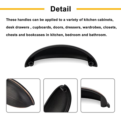 3 Inch Oil Rubbed Bronze Drawer Pulls Cabinet Cup Pull 10 Pack 1886 - color: Oil Rubbed Bronze