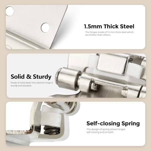 30 Pack 15 Pair Brushed Nickel Cabinet Hinges, 1/2" Semi Wrap Kitchen Hinge - color: Satin Nickel, size: 1/2" Semi Wrap