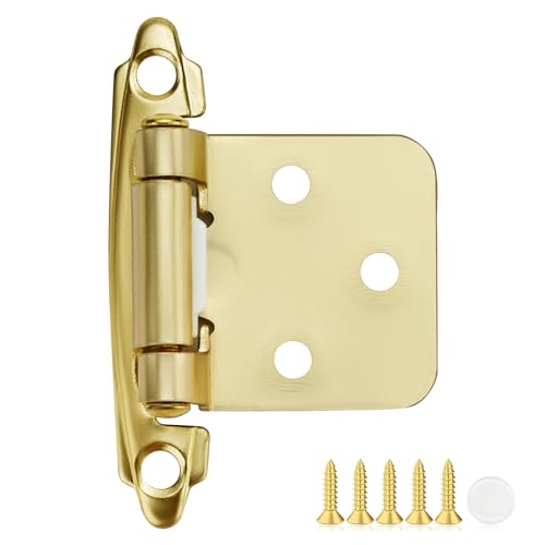 30 Pack 15 Pair Gold Cabinet Hinges, 1/2" Overlay Semi-Concealed Hinges - color: Gold, size: 1/2" Overlay