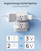 TROND Multi Plug Outlet Extender 2 Pack, Outlet Splitter for Bathroom - color: White, size: 3AC-3 Prong Plug, 2 Pack