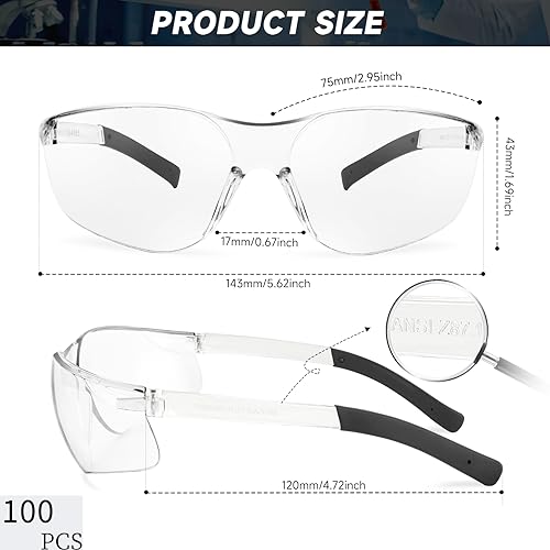 Salfboy Bulk Safety Glasses for Men Women, Clear - color: 100 Mix