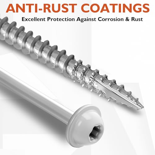 Frienda 2 Pound White Cabinet Screws Bulk #8x3'' Approx. 192 Pcs - color: Silver, size: #8x3 Inch