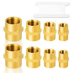 GASHER 8PCS Brass Pipe Fitting Hex Coupling Kit 1/8 inch 1/4 inch 3/8 inch 1/2 inch - style: Hex Coupling Kit（8Pcs）