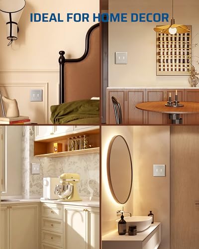 DEWENWILS Double Toggle Wallplates, Brushed Nickel Light Switch Covers - color: Brushed Nickel, size: 2 Toggle 2PK