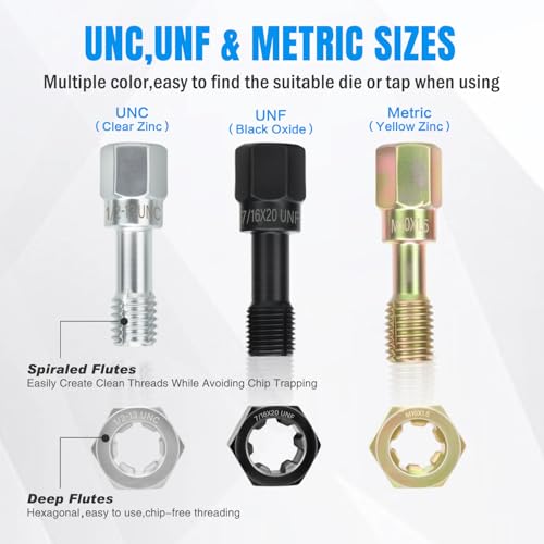 Nilight 61PCS Thread Chaser Set SAE Metric Universal UNC UNF Sizes - size: 61PCS Metric & SAE