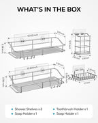 Nieifi Shower Caddy Adhesive, Shower Shelves, Shampoo Holder for Bathroom - color: A-Silver, size: 4 Pack