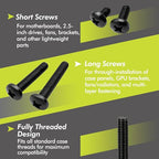 Universal TV Mount Screws Kit, M4 M5 M6 M8, Washers&Spacers, 72PCS, Black