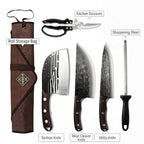 KOFERY Damascus Butcher Knife Set for Pit Master & Brisket Carving - color: Dark-Red