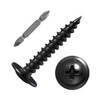 Wensilon（500 pcs）#4×3/4" Phillips Truss Head Wood Screws Black Galvanizing Quick Metal Self Tapping. - color: Black, size: #4×3/4"