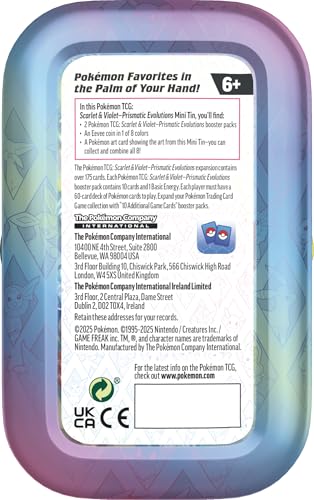 Pokemon TCG: Scarlet & Violet —Prismatic Evolutions Mini Tin - Flareon (2 Booster Packs & 1 Coin)