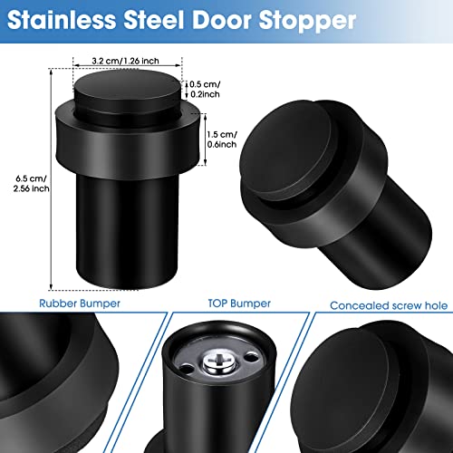 Chumia 6 Pcs Floor Mounted Door Stopper Stainless Steel,Black - color: Black