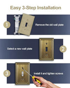 Switch Plates Outlet Covers, 4-Pack Antique Brass Metal Wall Plates - color: Antique Brass, size: 1 Toggle 4PK