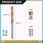 PATIKIL 2.7mm Drill Bit Carbide for Stainless Steel Hard Metal 130° 10 Pack - size: 2.7mm