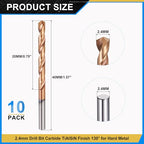 PATIKIL 2.4mm Drill Bit Carbide for Stainless Steel Hard Metal 130° 10 Pack - size: 2.4mm