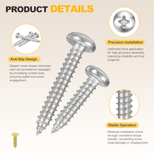 METALLIXITY Phillips Pan Head Self Tapping Screw M5 200Pcs - color: Silver tone, size: M5x12,16,20,25,30,40mm