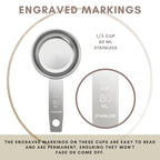 1/3 Cup Stainless Steel Measuring Cup | Sturdy Metal 80 ml | 80 cc | 3 oz | Single Cup for Wet and Dry Ingredients | Great for use as 1/3 Cup Dog Food Scoop - 1 PK - size: 1/3 Cup
