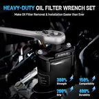 2PCS Universal Adjustable Oil Filter Wrench 60-80 mm & 80-105 mm, Oil Filter Removal Tool with Auto-Clamp Spring, 1/2" Drive Cap Wrench Set with Non-Slip Jaws, Fits Small to Heavy Duty Spin-on Filters - size: 60-80 mm & 80-105 mm (2 Pieces)