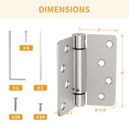 Luxbaro 3 Pack Self Closing Door Hinges 4 Inch, Adjustable Tension - color: Brushed Nickel-1/4'', size: 4" 3 Pack