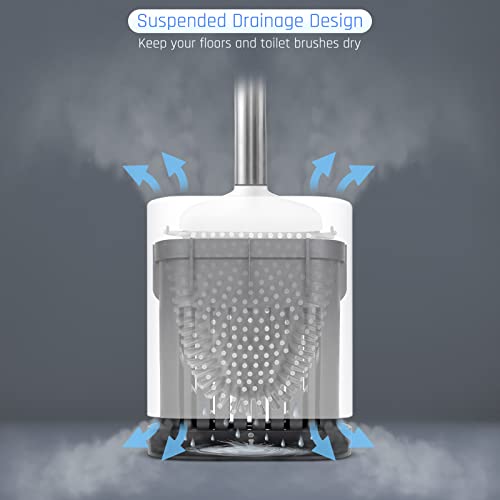 Sellemer Silicone Toilet Brush, Ventilation Slots Base Holder 4 Pack, White - color: White-4pcs