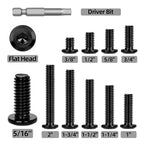 10 PCS 5/16"-18 x 1-1/2" Flat Head Socket Cap Screws Bolts, Flat Round Head Furniture Allen Bolts, Stainless Steel 304, Full Thread, Black Coating, Screwdriver Bit Included - size: 5/16"-18 x 1-1/2"