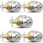 Sopoby Privacy Door Knob, 5 Pack Brushed Nickel Round Keyless Doorknobs - color: Brushed Nickel