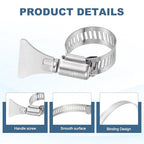 HARFINGTON 4pcs Hose Clamps 4.1"-5" (105-127mm) Adjustable 304 Stainless Steel Worm Gear Hose Clamps Assortment Kit for Plumbing Dryer Vent Automotive Dust Collector - size: 105-127mm