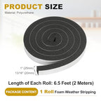uxcell Weather Stripping Door Seal, 1" x 13/16" x 6.5 Ft Adhesive Foam Tape Seal Soundproof Insulation Strips for Door Frame Window Gaps (1 Roll, 6.5 Feet) - size: 1" x 13/16" (6.5 Ft)