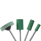 39 Pcs Rubber Polishing Drill Bits,Green Buffer Abrasive Bits Metal Polish Tips Rotary Tool Accessories Bullet Cylinder T Shape Rubber Wheel Bit 3 mm Mandrel
