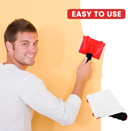 Handheld Paint Edger Tool with 2 Pads, 360° Rotating Trim Applicator