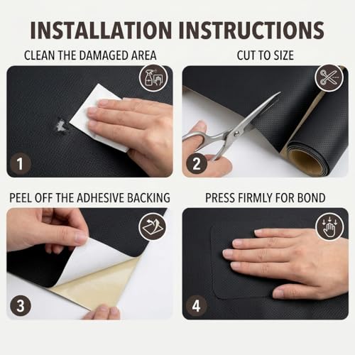 Qextce Perforated Leather Repair Patch Tape, Grey, 8x100 Inch - color: Grey, size: 8x100 inch