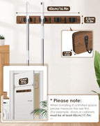 AceMining 2 Pack Broom Holder Wall Mount, 4 Holders 4 Hooks Mop Holder - color: Brown, size: 2 Pack