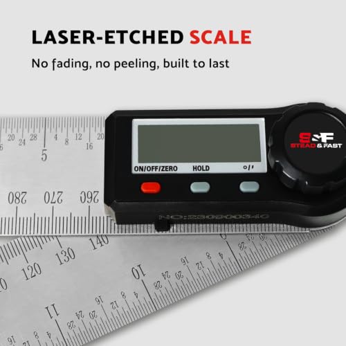 S&F STEAD & FAST Stainless Steel Digital Angle Finder Tool, 7 Inch / 200 mm - size: Full Size