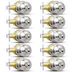 Sopoby Privacy Door Knob, 10 Pack Brushed Nickel Round Keyless Doorknobs - color: Brushed Nickel
