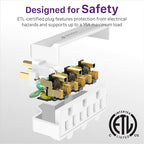 Fosmon 3 Outlet Adapter, Swivel Outlet Plug Three Way Rotating 180 Degree Right Angle Adapter Plug, Electric Wall Extender Indoor, 3-Prong, Grounded- 2 Pack - style: 2 Pack