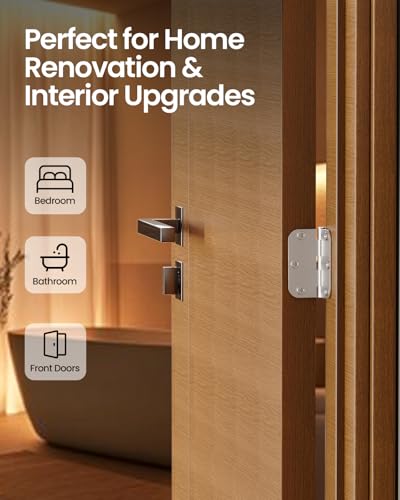 Door Hinges Brushed Nickel 12 Pack 3.5 Inch Rounded 5/8" Radius - color: Brushed Nickel, size: 12 Pack
