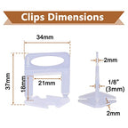 2000 PCS Tile Leveling System Spacers Clips 1/8''(3.0mm) - size: 1/8 inch*2000